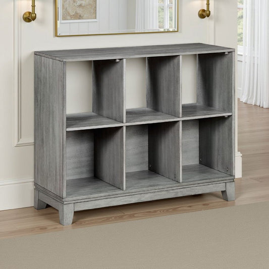 Thiem Cubby Bookcase, 6 Cube Style Shelves, Rustic Gray Veneer 40 Inch