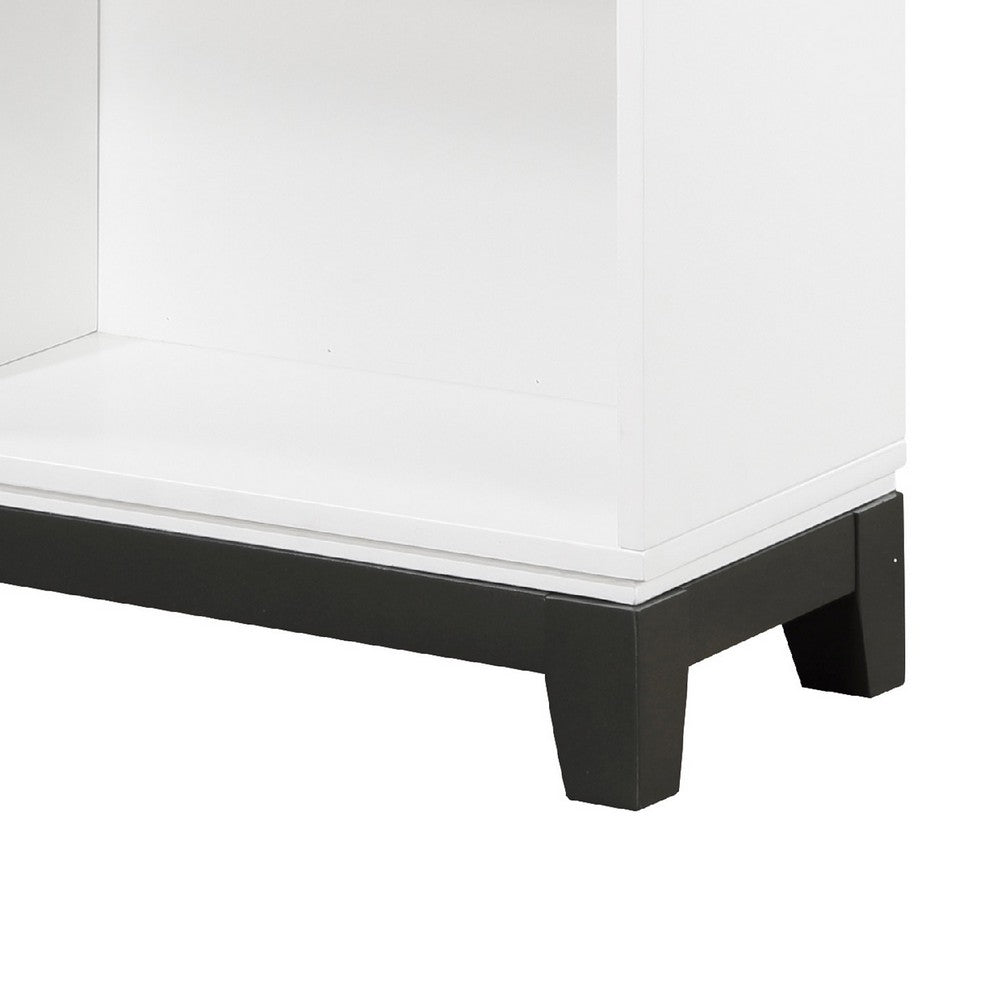 Thiem Bookcase, 4 Cube Shelves, White, Black Veneer, 43 Inch