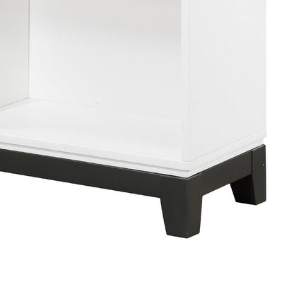 Thiem Bookcase, 4 Cube Shelves, White, Black Veneer, 43 Inch