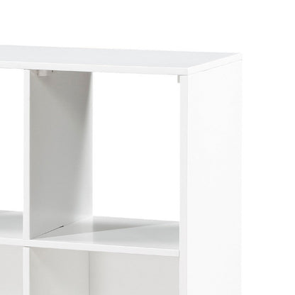 Thiem Bookcase, 6 Cubby Style Shelves, White, Black Veneer, 40 Inch