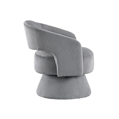 Rayne Swivel Accent Chair, Dark Gray Corduroy, Round Metal Swivel Base