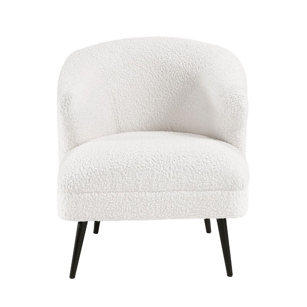 Neda Accent Chair, Soft Beige Boucle, Curved Barrel Back