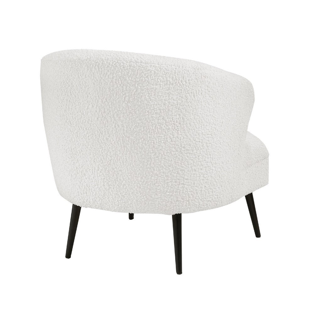 Neda Accent Chair, Soft Beige Boucle, Curved Barrel Back