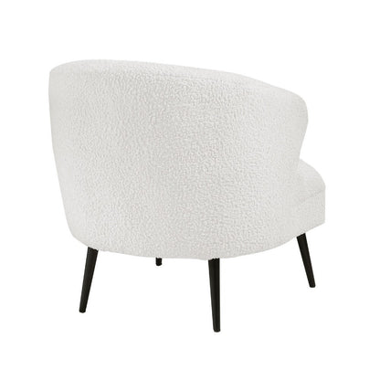 Neda Accent Chair, Soft Beige Boucle, Curved Barrel Back