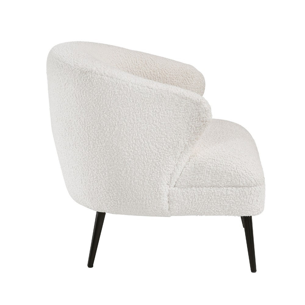 Neda Accent Chair, Soft Beige Boucle, Curved Barrel Back