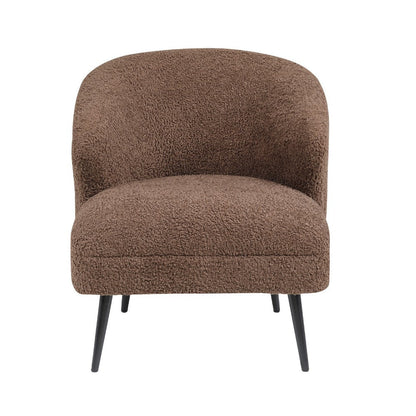 Neda Accent Chair, Soft Brown Boucle, Curved Barrel Back
