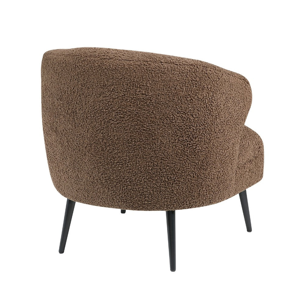 Neda Accent Chair, Soft Brown Boucle, Curved Barrel Back