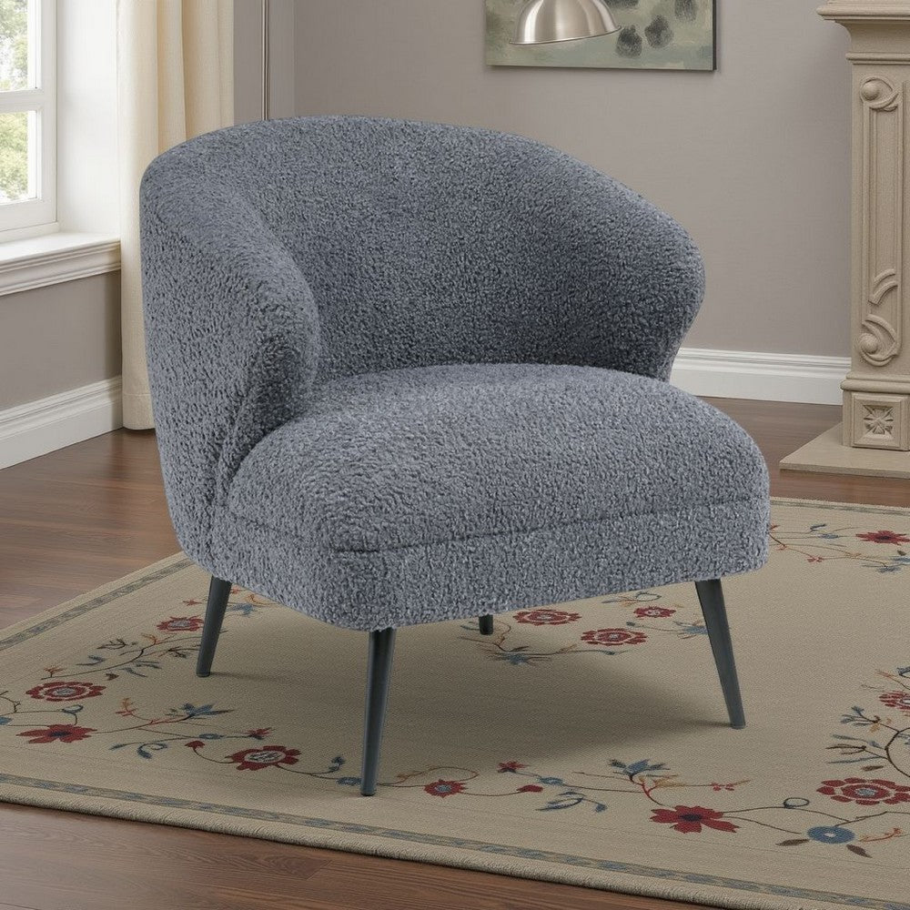 Neda Accent Chair, Soft Dark Gray Boucle, Curved Barrel Back