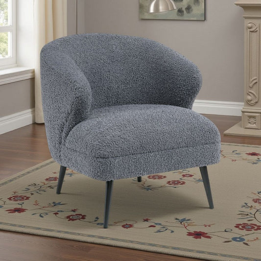 Neda Accent Chair, Soft Dark Gray Boucle, Curved Barrel Back