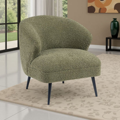 Neda Accent Chair, Soft Sage Green Boucle, Curved Barrel Back