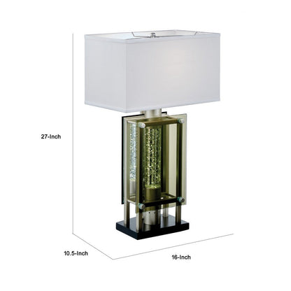 Saba Table Lamp with 3 Bulb, 4 Way Socket Switch, Silver Metal 27 Inch