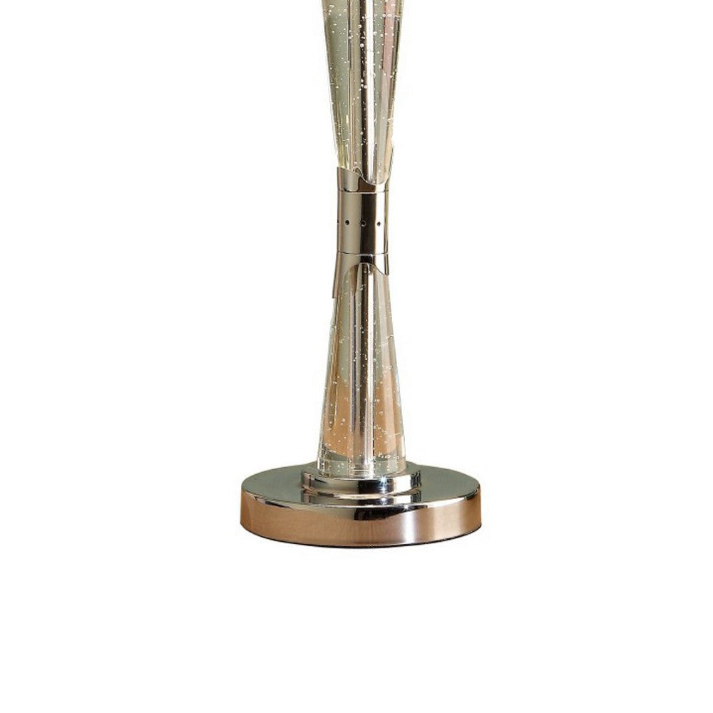 Terry Table Lamp with Bubble Infused Glass Tube, Chrome Metal 27 Inch