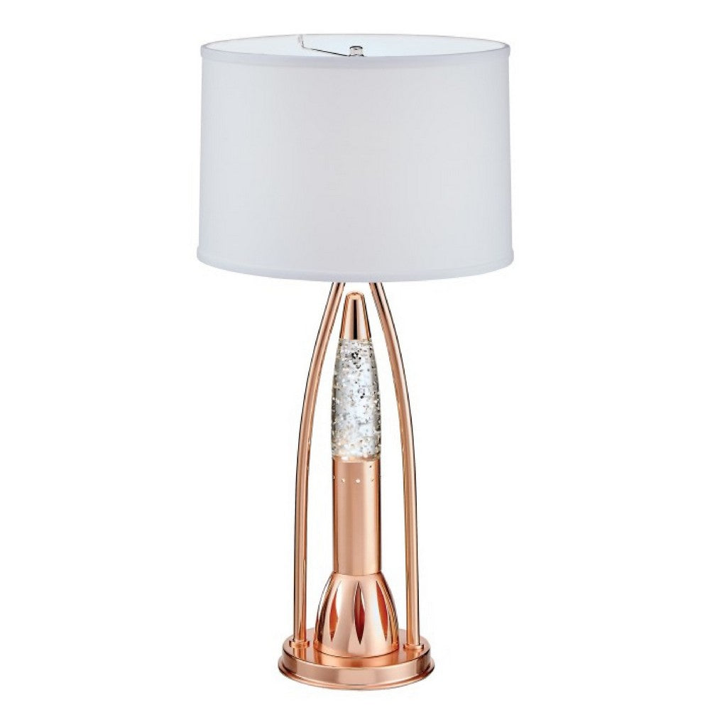 Gerry Table Lamp with 3 Bulb 4 Way Socket Switch, Copper Metal 30 Inch