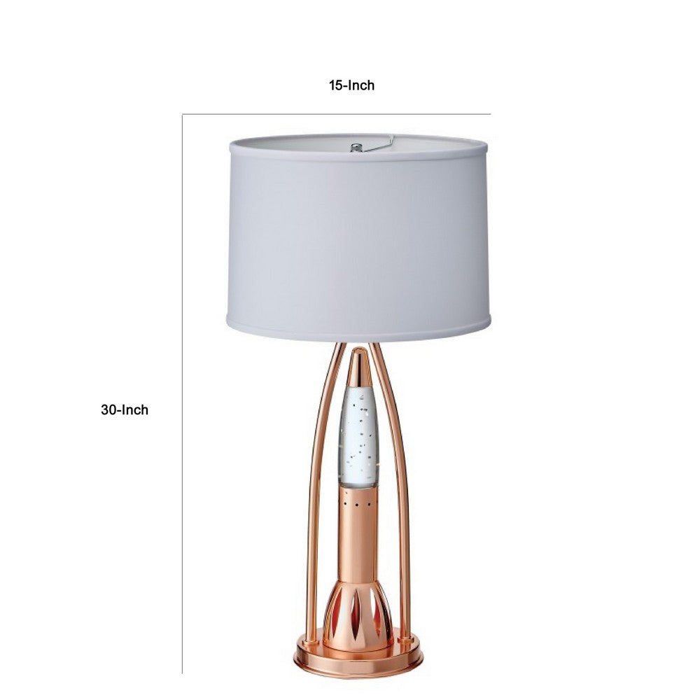 Gerry Table Lamp with 3 Bulb 4 Way Socket Switch, Copper Metal 30 Inch