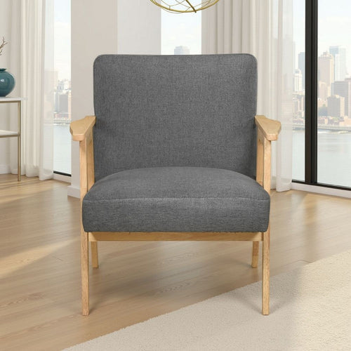 Cathy Accent Club Armchair, Soft Dark Gray, Natural Brown Wood