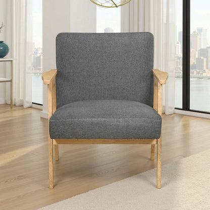Cathy Accent Club Armchair, Soft Dark Gray, Natural Brown Wood
