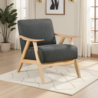 Indy Accent Club Armchair, Dark Gray Textured, Solid Rubberwood Frame