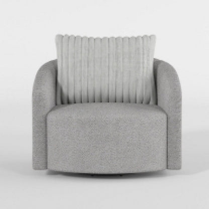 Vinnie Swivel Armchair, Gray Chenille, Large Corduroy Back Pillow