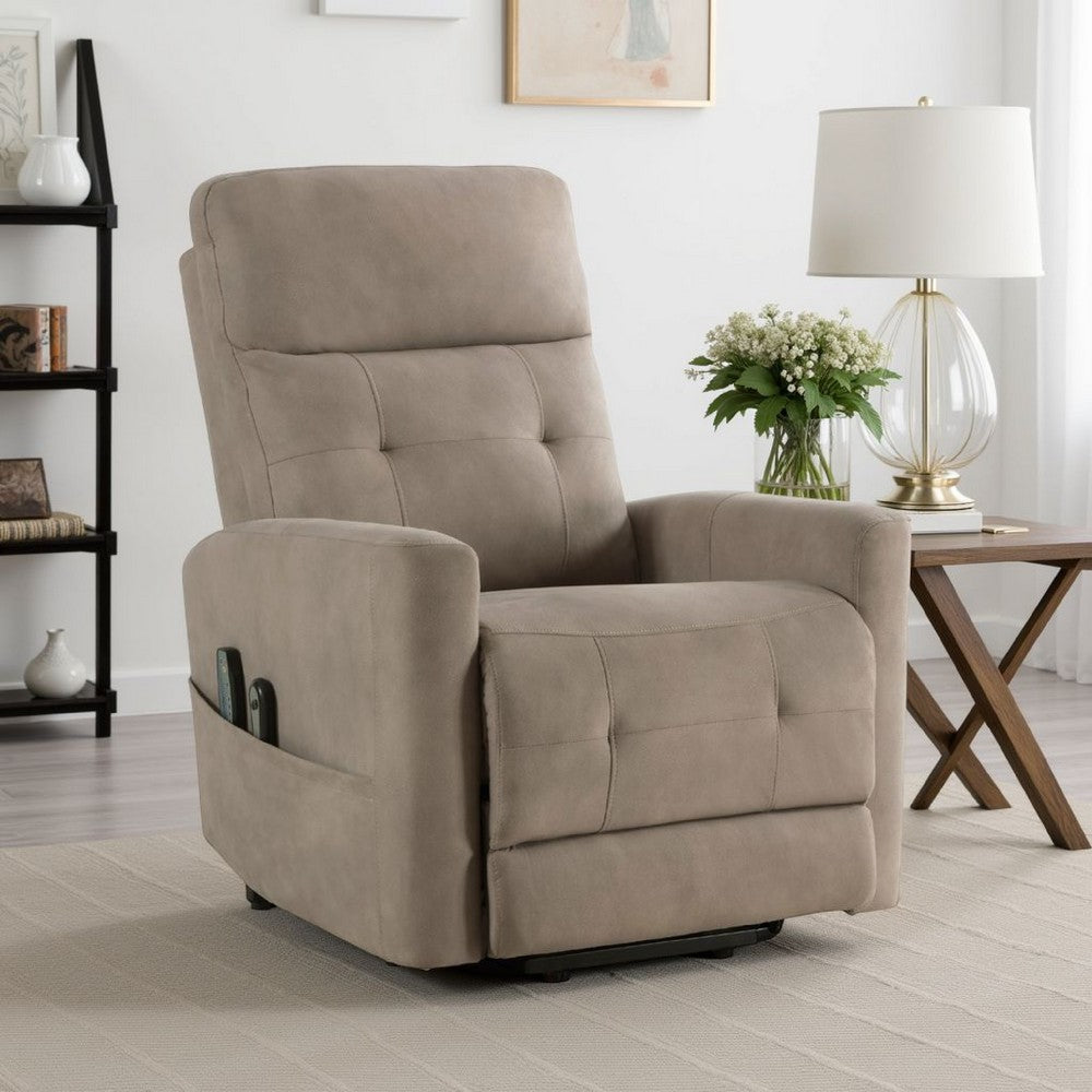 Woxo Power Lift Recliner Chair with Heat, Massage, Brown Microfiber