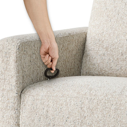 Yujo Recliner Chair, Manual, 30 Inch, Beige Chenille, 360 Swivel