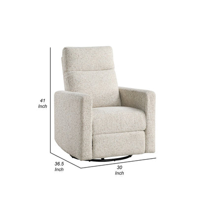 Yujo Recliner Chair, Manual, 30 Inch, Beige Chenille, 360 Swivel