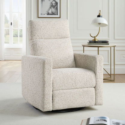 Yujo Recliner Chair, Manual, 30 Inch, Beige Chenille, 360 Swivel