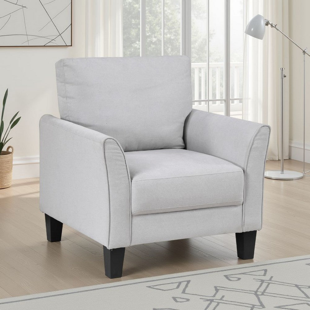 Xumo Sofa Armchair, Taupe Gray 34 Inch, Black Tapered Wood Legs