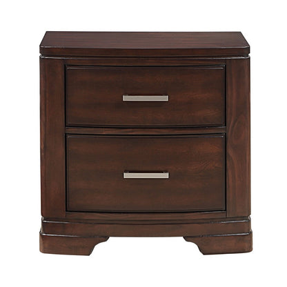 Hudy 2 Drawer Nightstand, 26 Inch, Cherry Brown Birch Veneer