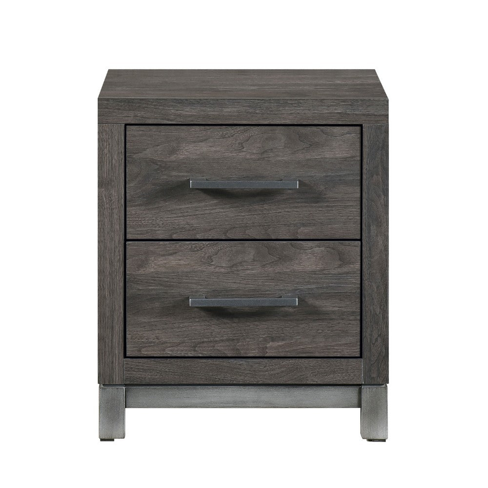 Deena 2 Drawer Nightstand, 25 Inch, Brown Gray Melamine Veneer