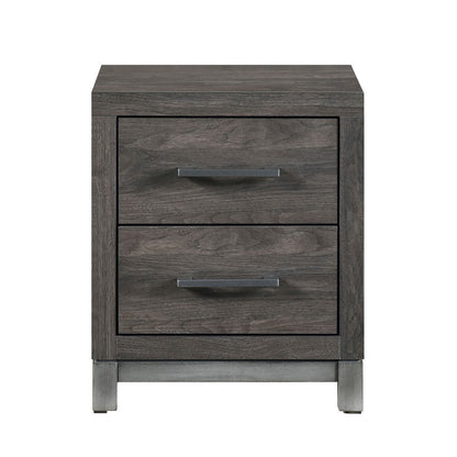 Deena 2 Drawer Nightstand, 25 Inch, Brown Gray Melamine Veneer