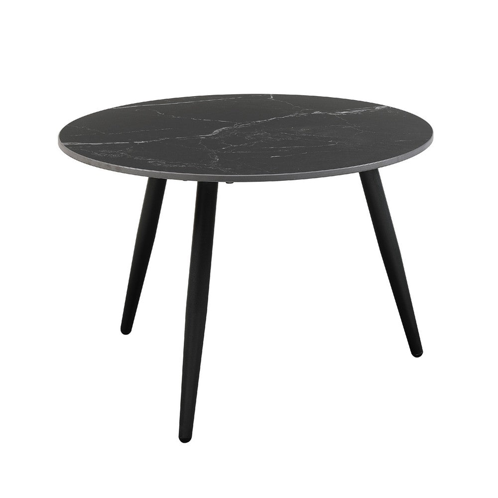 Lyra 3pc Occasional Coffee Table Set, Nesting Black Stone Top, Black