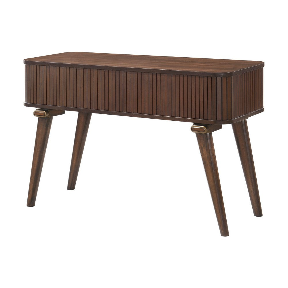 Manny Sofa Console Table, 2 Tambour Doors, Walnut Brown 48 Inch