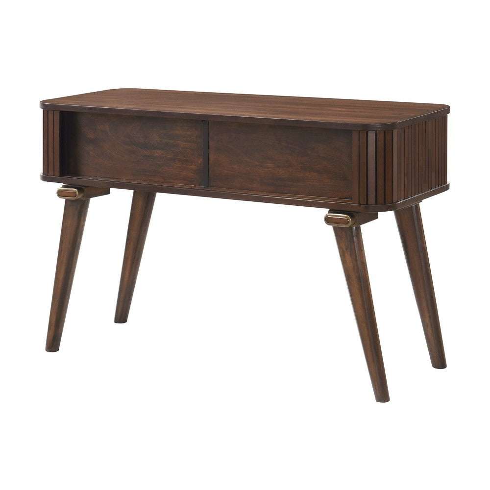 Manny Sofa Console Table, 2 Tambour Doors, Walnut Brown 48 Inch