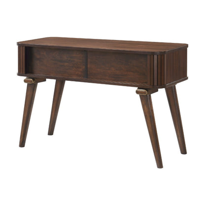 Manny Sofa Console Table, 2 Tambour Doors, Walnut Brown 48 Inch