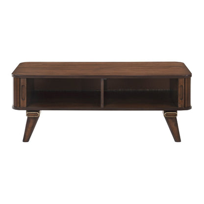 Manny Coffee Table, 2 Tambour Doors, A-Frame Walnut Brown 48 Inch
