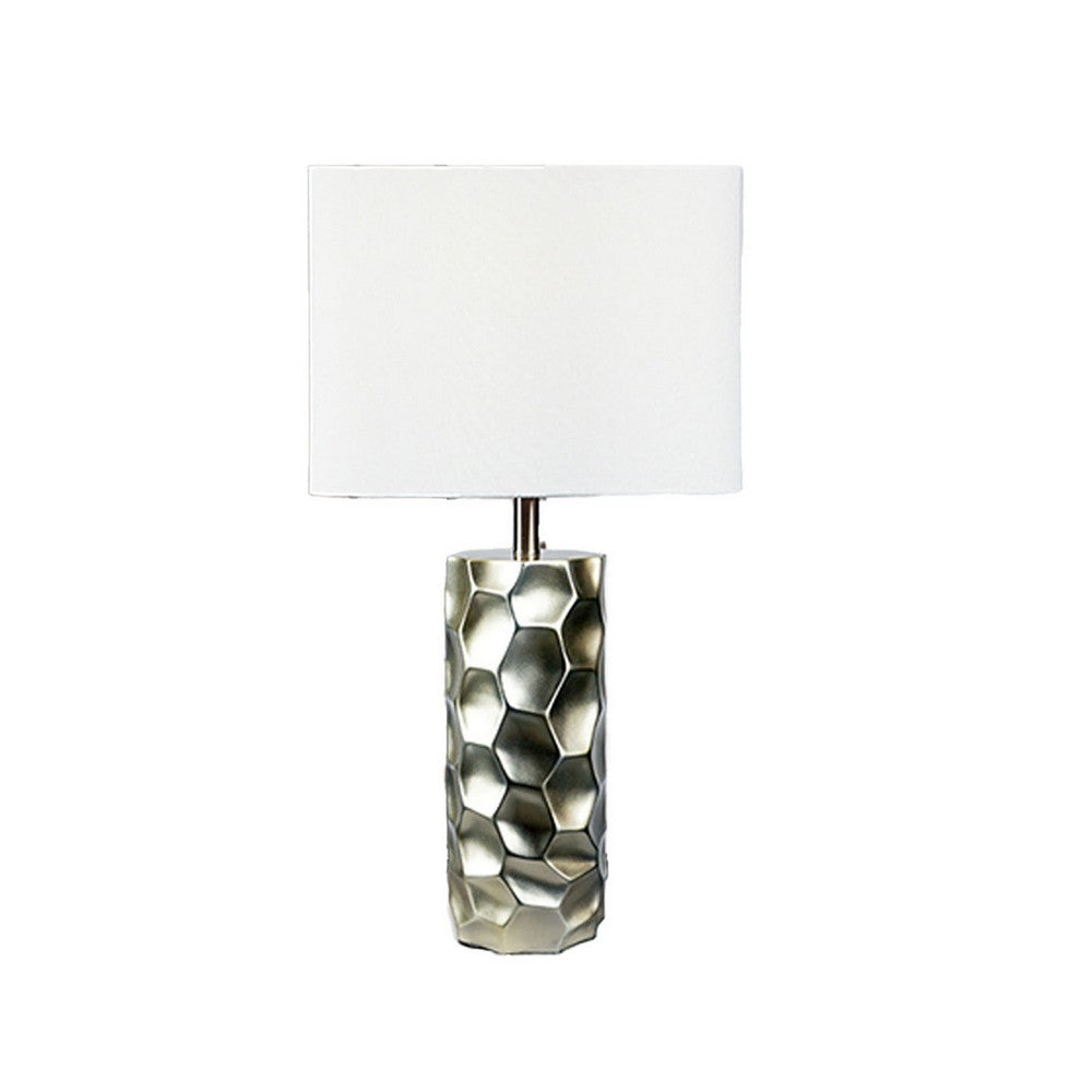 Limy 2pc Table Lamp Set, White Shade, Silver Resin Base, 29 Inch
