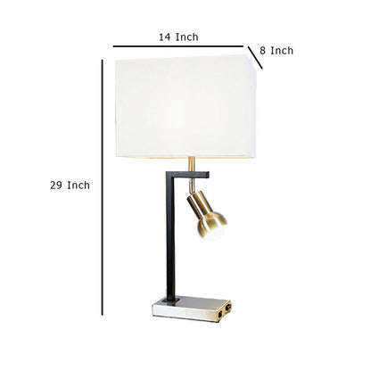 Limy 2pc Table Lamp Set, White Shade, Chrome and Black Frame, 29 Inch