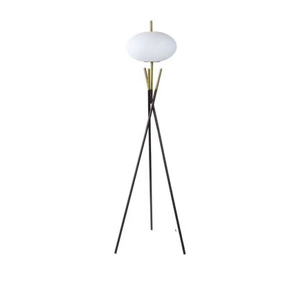 Azy Floor Lamp, Frosted White Shade, Tripod Base, Black Gold, 64 Inch