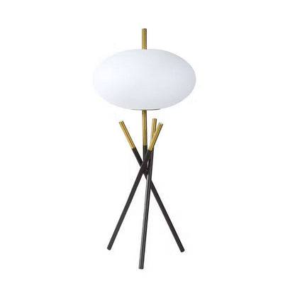 Azy Table Lamp, Frosted White Shade, Tripod Base, Black Gold, 30 Inch