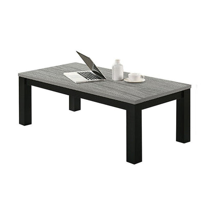 Tex 3pc Coffee and Side End Table Set, Gray Top, Black Wood Legs