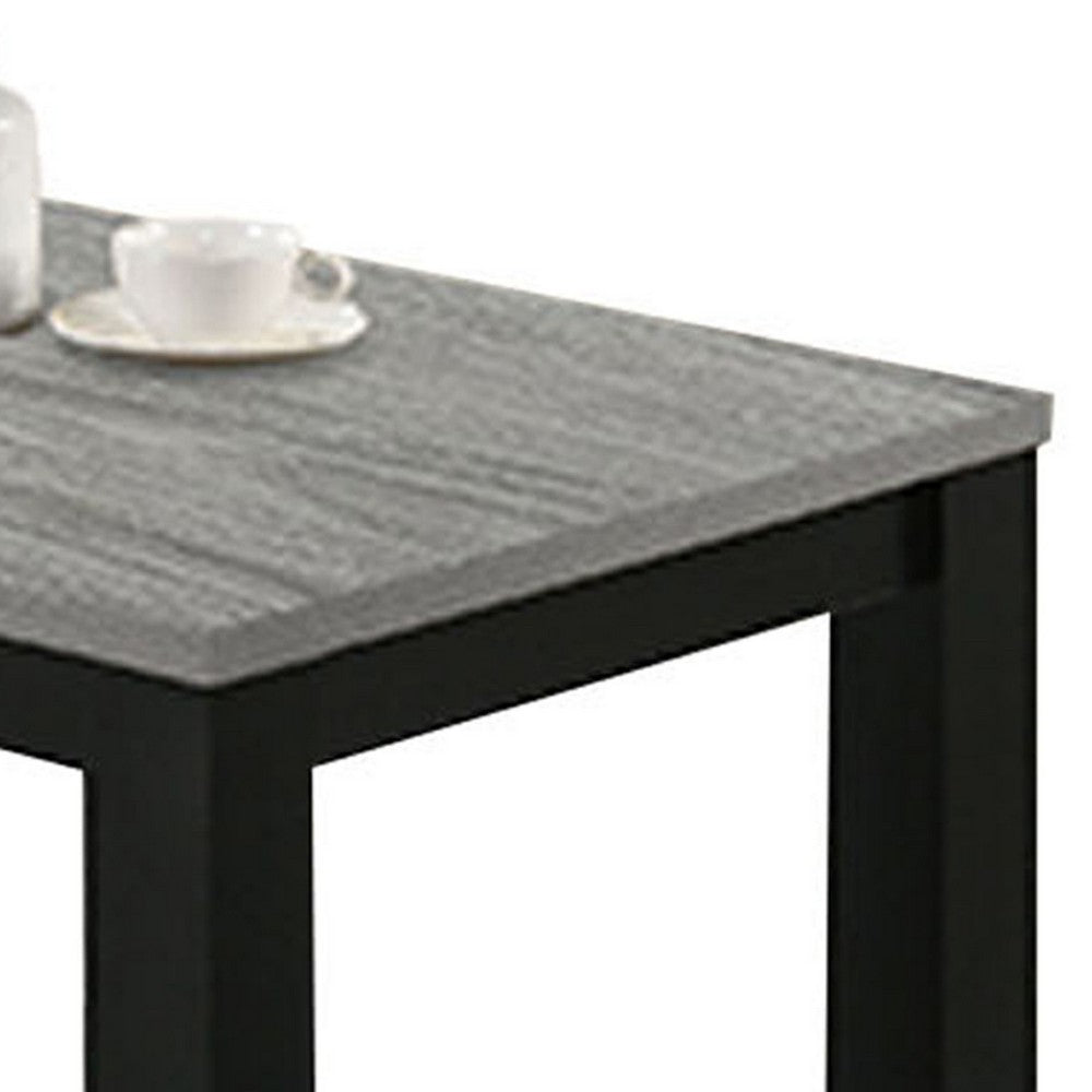 Tex 3pc Coffee and Side End Table Set, Gray Top, Black Wood Legs