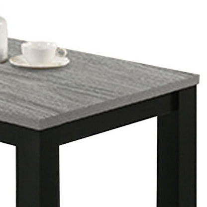 Tex 3pc Coffee and Side End Table Set, Gray Top, Black Wood Legs
