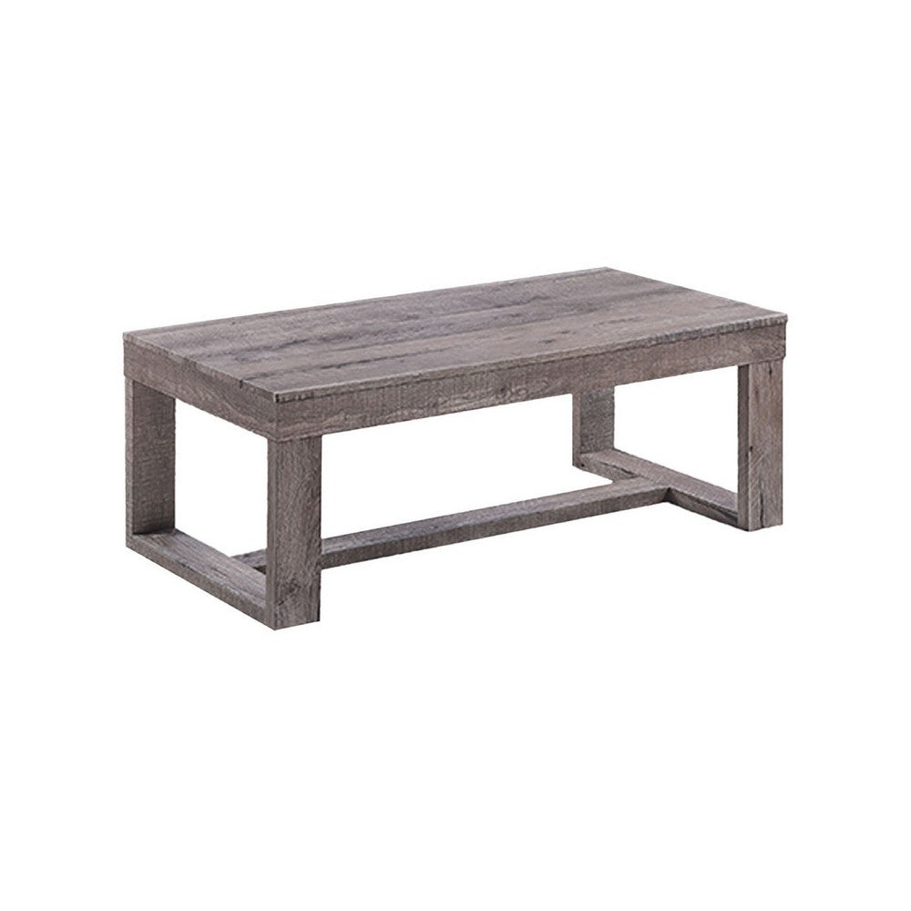 Knic Coffee Table, 48 Inch, Gray Rectangular Top, Double Pedestal Base