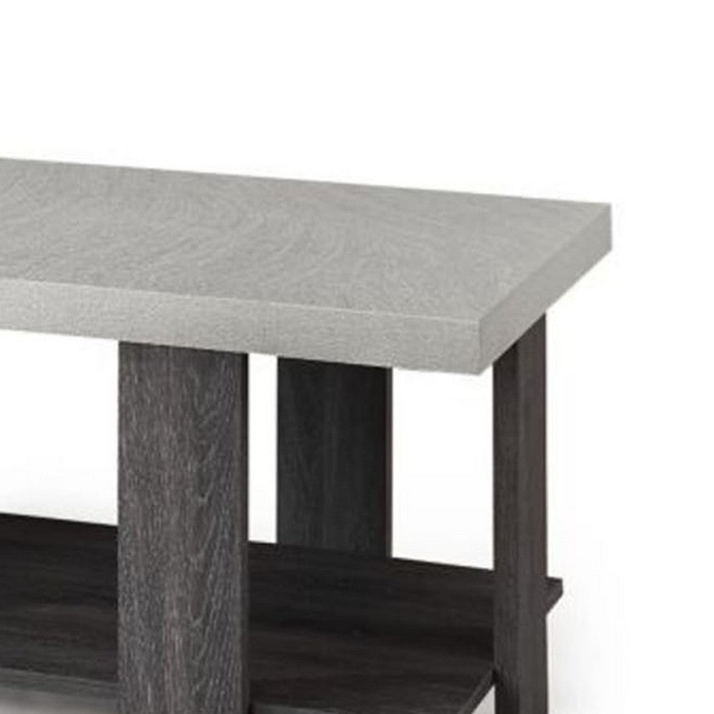 Birz 3pc Coffee and Side End Table Set, Beige Wood Top, Gray Base