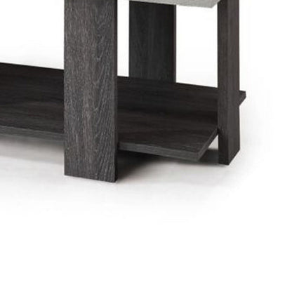 Birz 3pc Coffee and Side End Table Set, Beige Wood Top, Gray Base