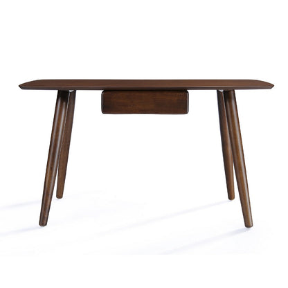 Raven Study Table with 1 Drawer, Splayed Legs, Walnut Brown 53 Inch