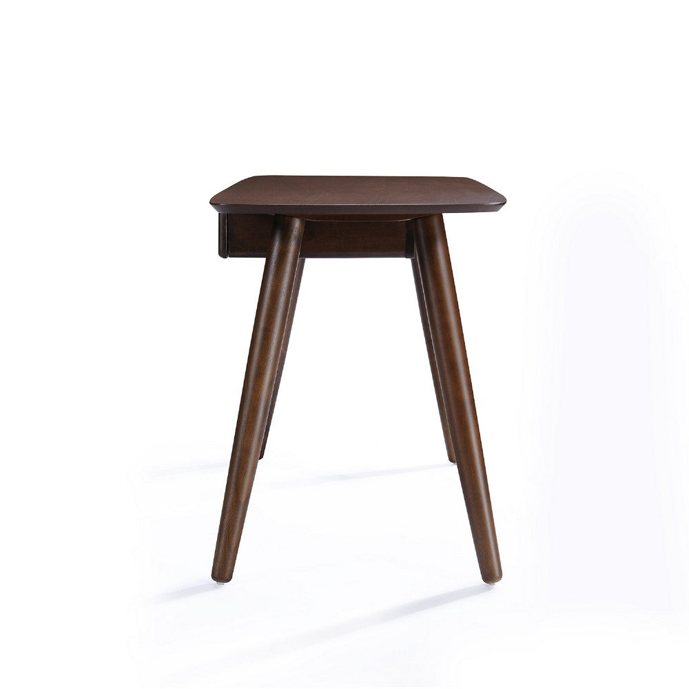 Raven Study Table with 1 Drawer, Splayed Legs, Walnut Brown 53 Inch