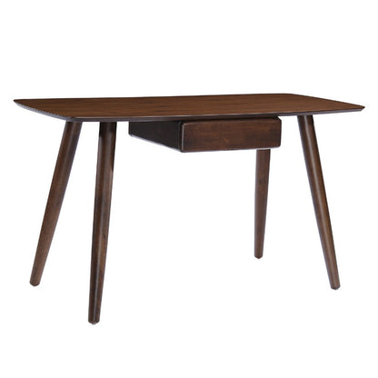 Raven Study Table with 1 Drawer, Splayed Legs, Walnut Brown 53 Inch