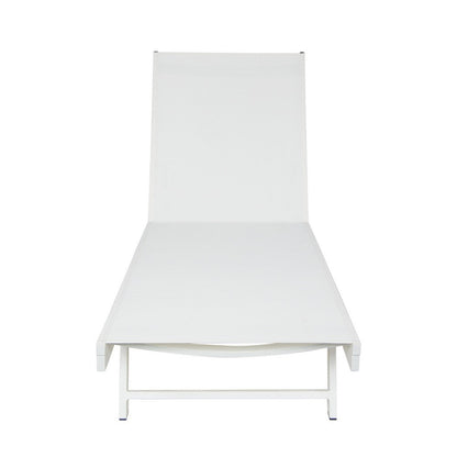 Sally Outdoor Chaise Lounge, Aluminum Frame, White Mesh Fabric 78 Inch