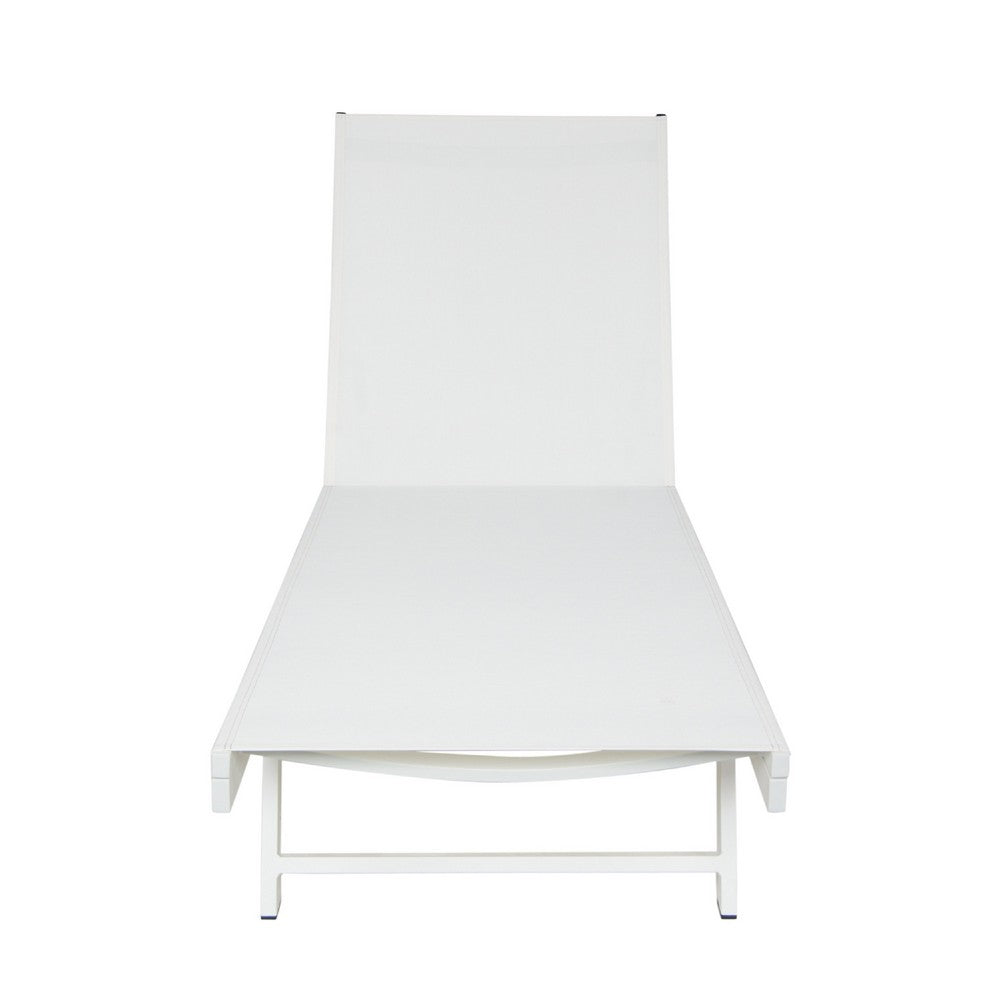 Sally Outdoor Chaise Lounge, Aluminum Frame, White Mesh Fabric 78 Inch